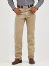 KONTOOR Wrangler men's cowboy cut slim fit jeans in tan denim, featuring classic stitching and a five-pocket design.
