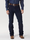 KONTOOR Wrangler men's cowboy cut stretch slim fit navy jeans displayed on a model, showcasing a classic Western style and slim fit design.