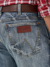 KONTOOR Wrangler men's retro slim fit bootcut jeans in Greeley color, denim fabric with classic five-pocket design.