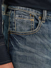 KONTOOR Wrangler men's retro slim fit bootcut jeans in Layton style, showcasing classic denim fabric and modern fit details.