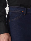 Men's Wrangler Cowboy Cut stretch regular fit jeans in navy, denim fabric with classic Western styling by KONTOOR.