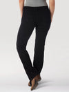 Women’s black Wrangler mid-rise jeans by KONTOOR, showcasing the slim fit and classic denim fabric with front and back pockets.