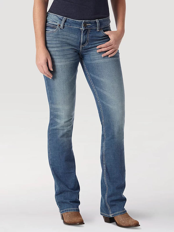 KONTOOR Wrangler Women Retro Mae Jean in Deadwood color, showing classic high-waisted denim with vintage-inspired design.