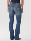 KONTOOR Wrangler Women Retro Mae Jean in Deadwood color, showcasing classic high-waisted denim with distressed details and tapered fit.