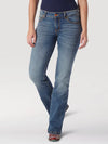 KONTOOR Wrangler Women Retro Mae Jean in KM Wash, mid-rise denim jeans with classic fit and stylish design, front view.