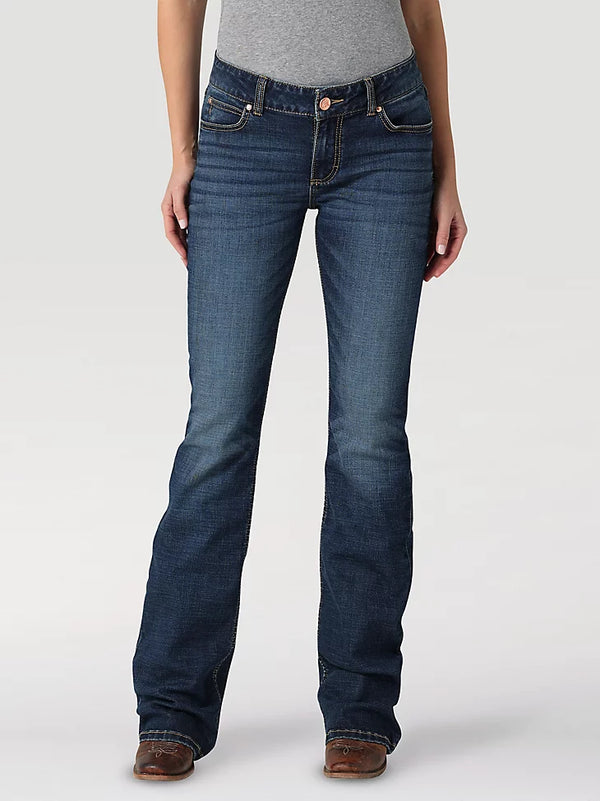 KONTOOR Wrangler Women Retro Mae Jean in MS Wash, showcasing high-waisted denim with classic retro styling and faded wash finish.