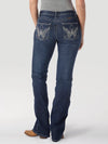 Wrangler women's Q-Baby Ultimate Riding Jeans in Wild Streak style, showcasing classic denim fit and detailed stitching.
