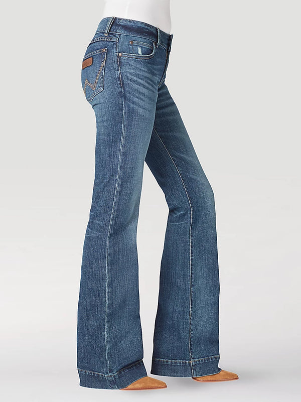 Wrangler Womens Retro Mae Wide Leg Trouser Jean - Devon - Broken horn