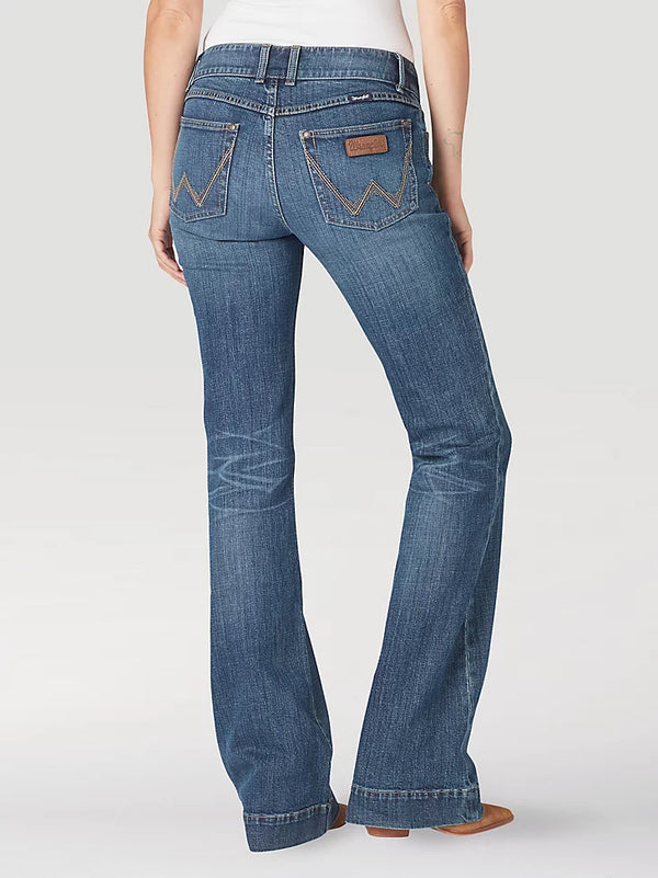Wrangler Womens Retro Mae Wide Leg Trouser Jean - Devon - Broken horn