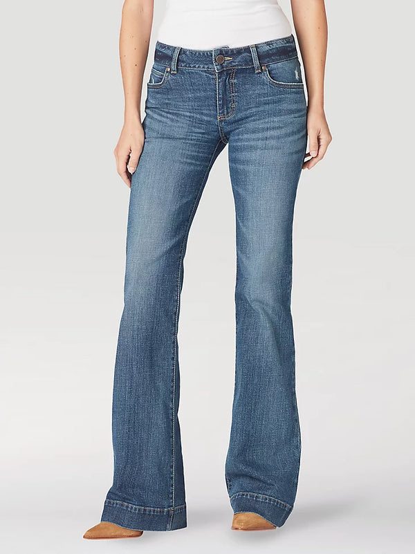 Wrangler Womens Retro Mae Wide Leg Trouser Jean - Devon - Broken horn