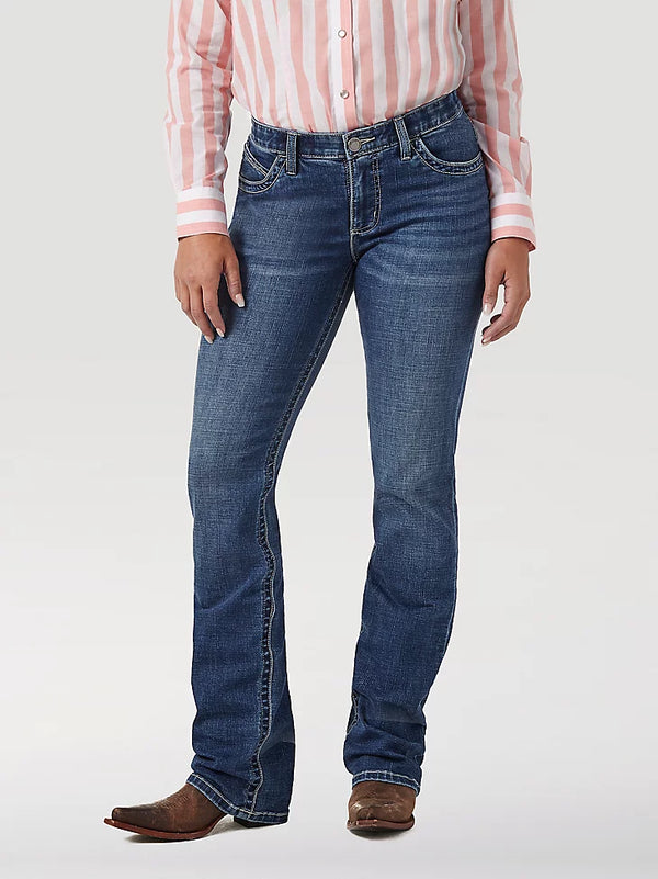 Women’s Wrangler Willow Ultimate Riding Jean by KONTOOR, showing the classic denim fit with detailed stitching and a comfortable waistband.