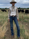 Women’s Wrangler Willow Ultimate Riding Jeans by KONTOOR, showcasing classic denim fit and stitching details.
