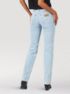 KONTOOR women's Wrangler Cowboy Cut slim fit jeans in bleach wash, featuring classic denim style and tailored fit.