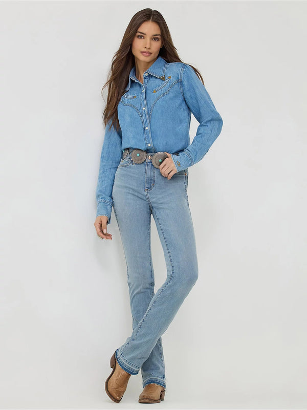 Wrangler X Lainey Wilson Raw Hem Boot Huggers - Broken horn