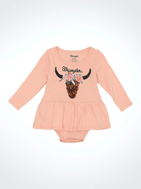 Wrangler Baby's Western Graphic Skirted Bodysuit - Broken horn