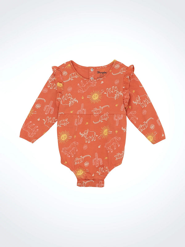 Wrangler Baby's Ruffle Shoulder Onsie - Broken horn