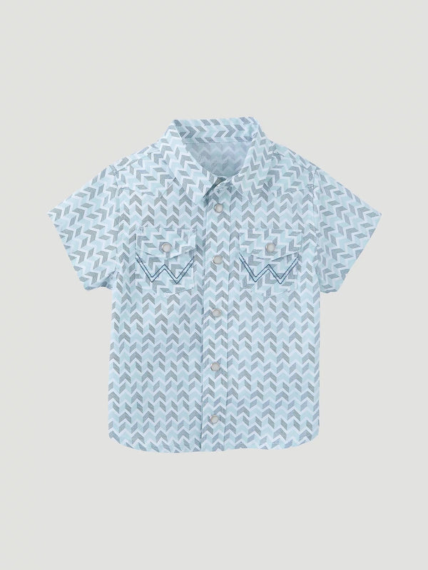 Wrangler Boy Short Sleeve Western Snap Shirt - Broken horn