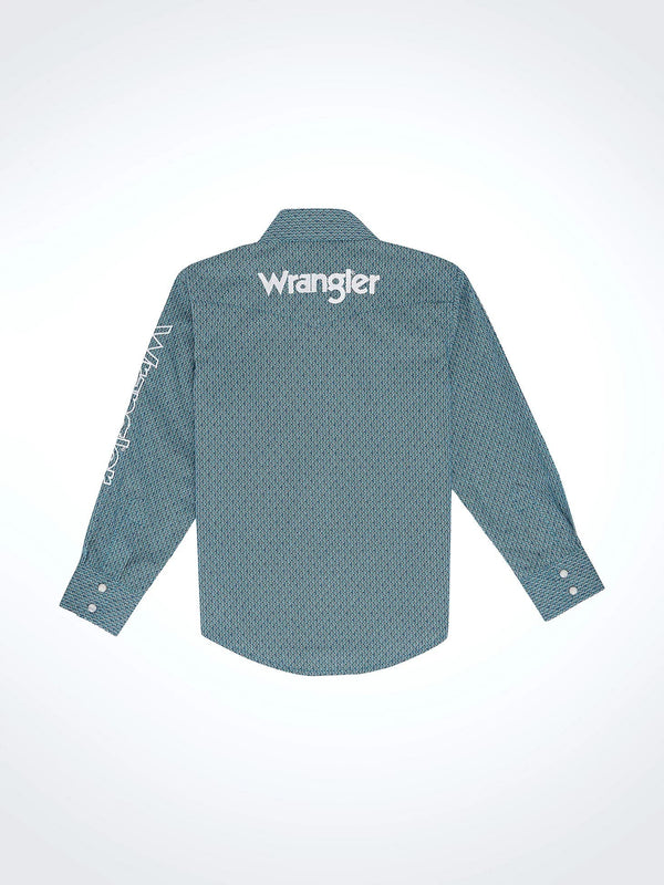 Wrangler Boy's Logo Western Snap Shirt - Broken horn