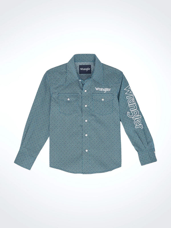 Wrangler Boy's Logo Western Snap Shirt - Broken horn