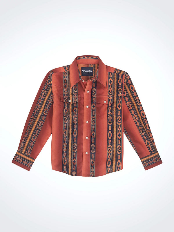 Wrangler Boys Checotah Western Snap Shirt - Broken horn