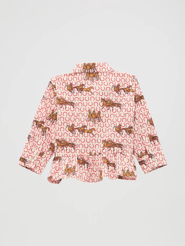 Wrangler Girl's Ruffle Hem Western Snap Shirt - Broken horn