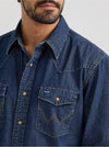 Wrangler Men's Classic Denim Western Snap Shirt - Broken horn