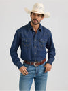 Wrangler Men's Classic Denim Western Snap Shirt - Broken horn