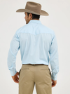 KONTOOR Wrangler Western Dobby Stripe Long Sleeve Shirt with blue and white vertical stripes, classic Western style.