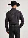 KONTOOR Wrangler Western Dobby Stripe long-sleeve shirt in black with vertical stripe pattern, button-down front, and classic collar.