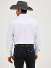 KONTOOR Wrangler Western Dobby Stripe long sleeve shirt with blue and white stripes and button-front design.
