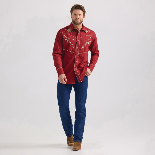 Wrangler Men's Rodeo Ben Western Snap Shirt - Broken horn