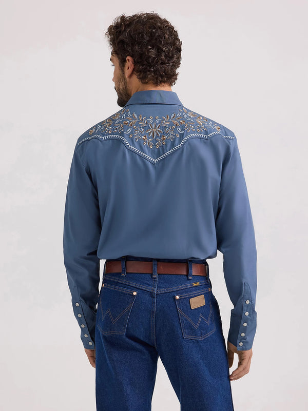 Wrangler Men's Rodeo Ben Western Snap Shirt - Broken horn