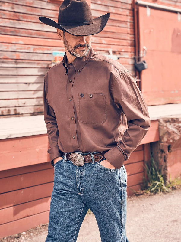 Wrangler Men's George Strait Button Down One Pocket Shirt - Broken horn