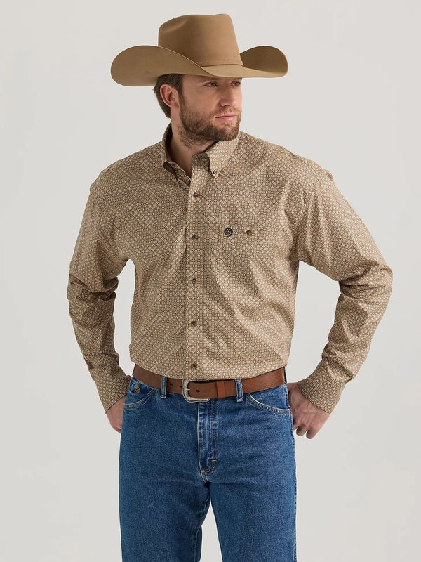 Wrangler Men's George Strait Button Down One Pocket Shirt - Broken horn