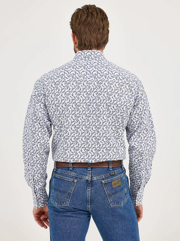 Wrangler Men George Strait Troubadour Snap Shirt - Broken horn