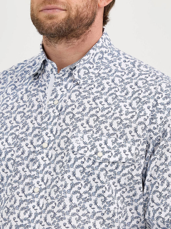 Wrangler Men George Strait Troubadour Snap Shirt - Broken horn