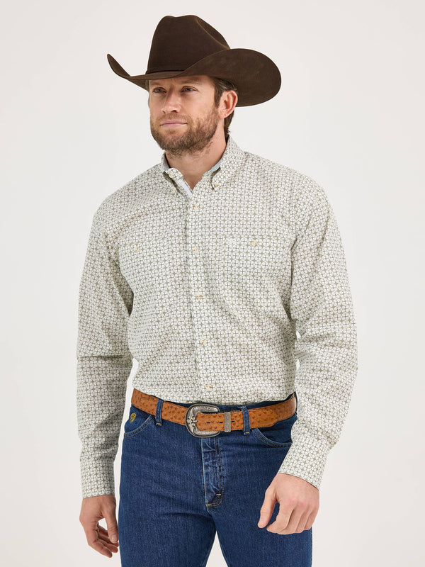 Wrangler Men George Strait Troubadour Snap Shirt - Broken horn