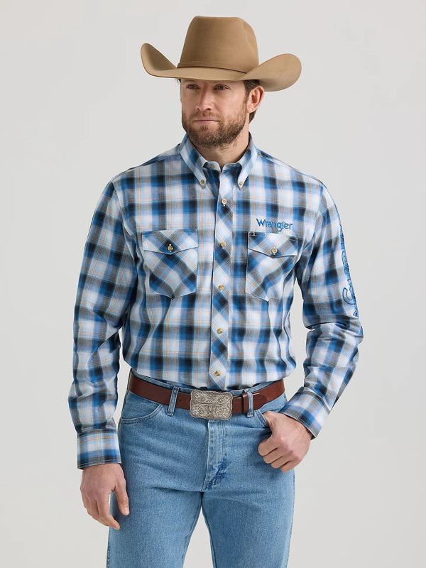 Wrangler Men's Logo Snap Shirt - Broken horn