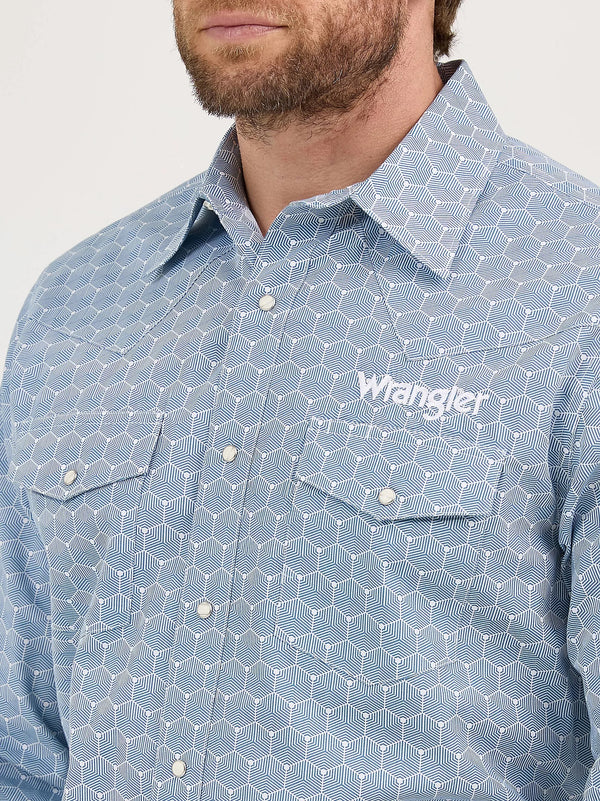 Wrangler Men's Logo Snap Shirt - Broken horn