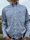 Wrangler George Strait One Pocket Long Sleeve - Blue - Broken horn