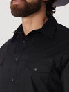 Wrangler Western Snap Shirt Broadcloth - Black - Broken horn