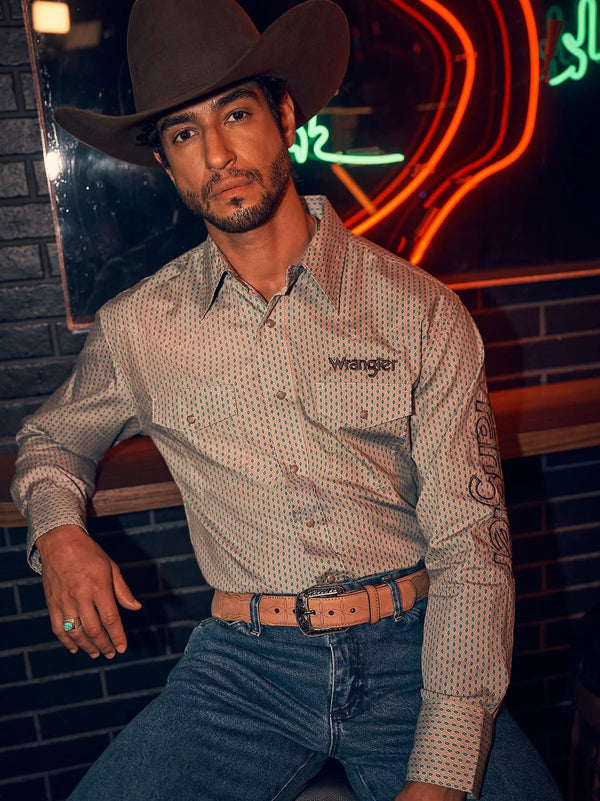 Wranlger Men's Western Logo Snap Shirt - Broken horn