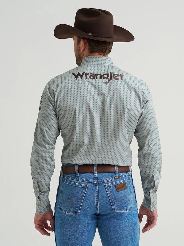 Wranlger Men's Western Logo Snap Shirt - Broken horn