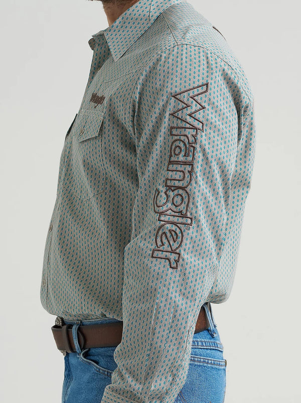 Wranlger Men's Western Logo Snap Shirt - Broken horn