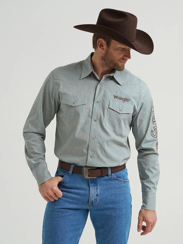 Wranlger Men's Western Logo Snap Shirt - Broken horn