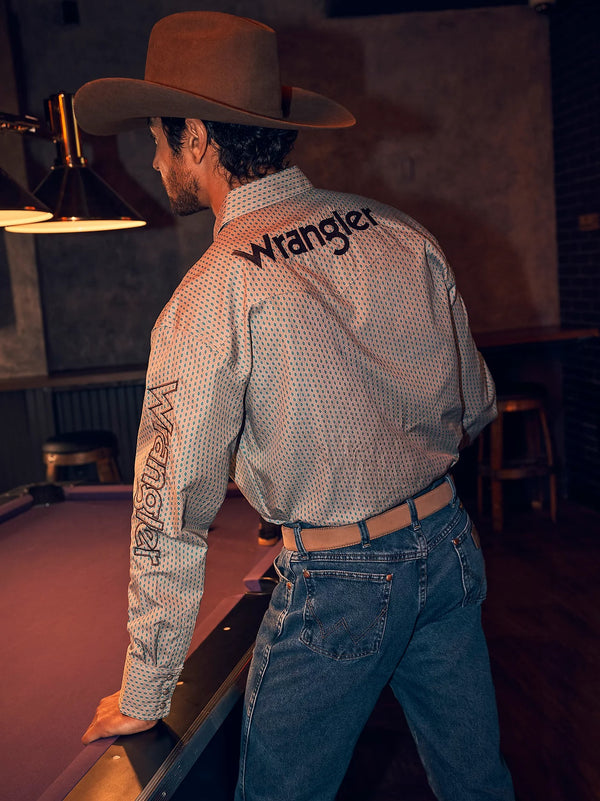 Wranlger Men's Western Logo Snap Shirt - Broken horn
