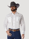 Wrangler Western Snap Solid Broadcloth - White - Broken horn