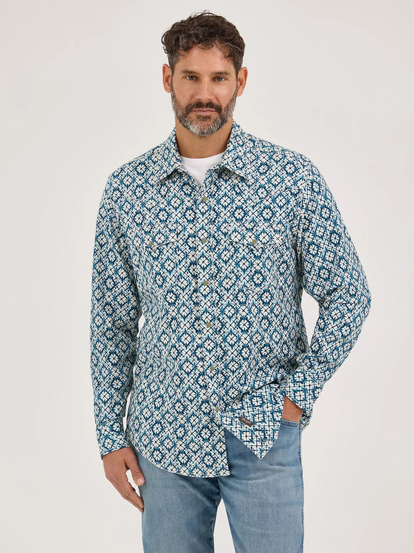 Wrangler Men's Retro Western Snap Shirt - Broken horn