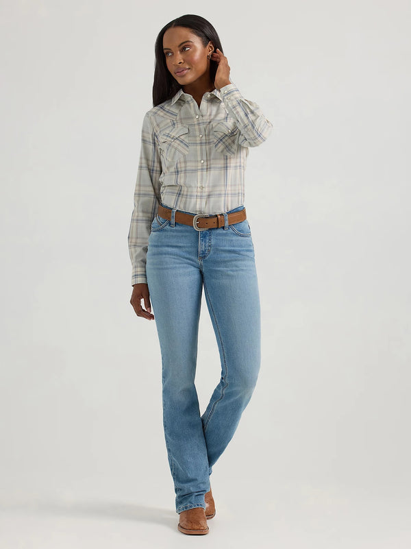 Wrangler Women's Western Snap Top - Broken horn