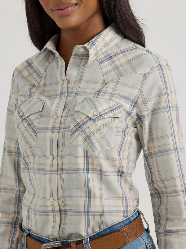 Wrangler Women's Western Snap Top - Broken horn